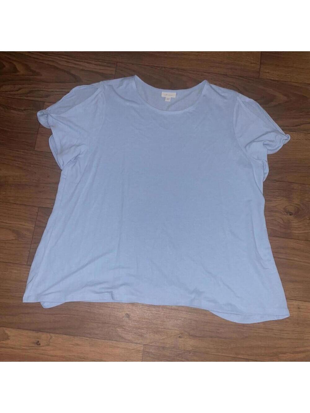 J.Jill Blue Linen Cold Shoulder Short Sleeve Stretch Blouse Top Casual